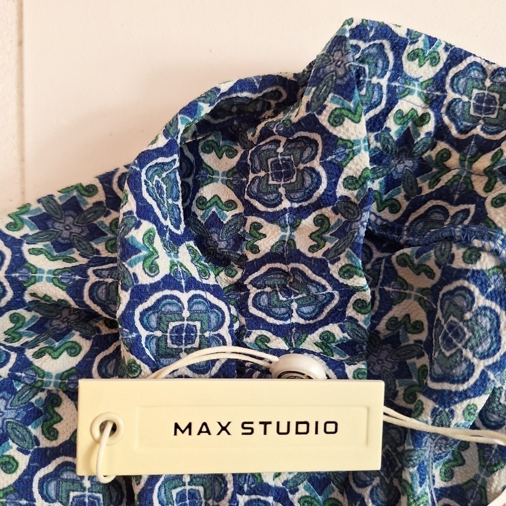 NWT Max Studio Shorts Paperbag Waist & Belt Blue & White Lightweight XLarge - Picture 8 of 11
